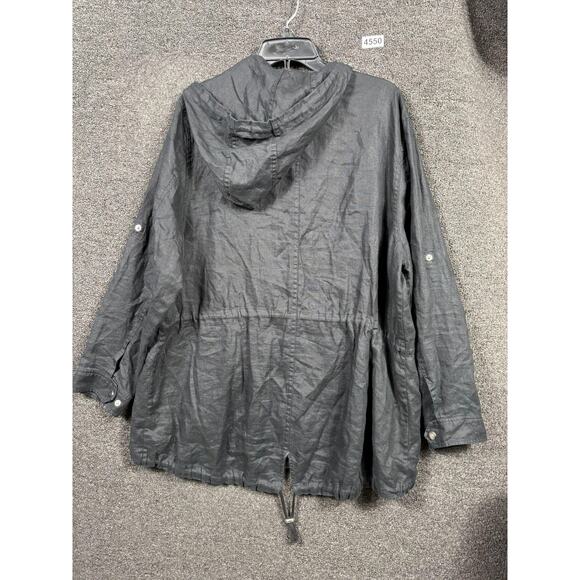 Tommy Bahama Jacket Womens XL Linen Hooded Anorak Full Zip Drawstring Pockets - Picture 2 of 10